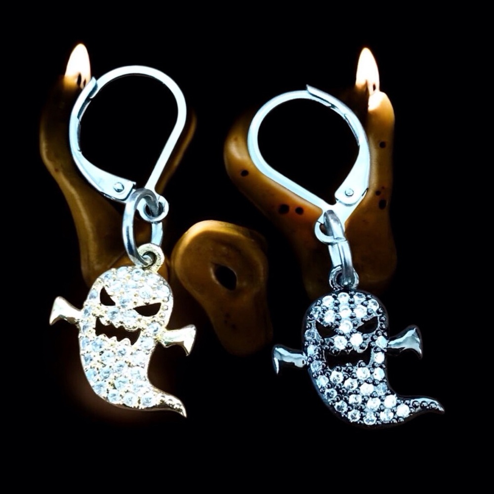 🆕 Crystal Ghost Earrings Enamel/Stainless Steel